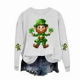 thumbnail image 4 of Saint Patricks Day Outfit Women Shamrock Print Shirt Cute Crewneck Sweatshirt Long Sleeve Pullover Tops Green Sweatshirt Women, 4 of 4