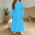 thumbnail image 4 of Posijego Girls Maxi Dress with Pockets Big Girls Crew Neck Long Sleeve Spring Casual Solid Color Dresses, 4 of 6