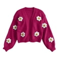 thumbnail image 5 of Lutiedan Knit Cardigans for Women Daisy Floral Open Front Cardigan Sweater Long Sleeve V Neck Fall Sweater Coats S-L, 5 of 8