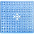 thumbnail image 1 of Alfombrilla de baño antideslizante para ducha, 21 x 21 pulgadas, alfombrilla de baño cuadrada suave para bañera con ventosas y orificios de drenaje, baño, accesorios de baño, azul, 1 of 5