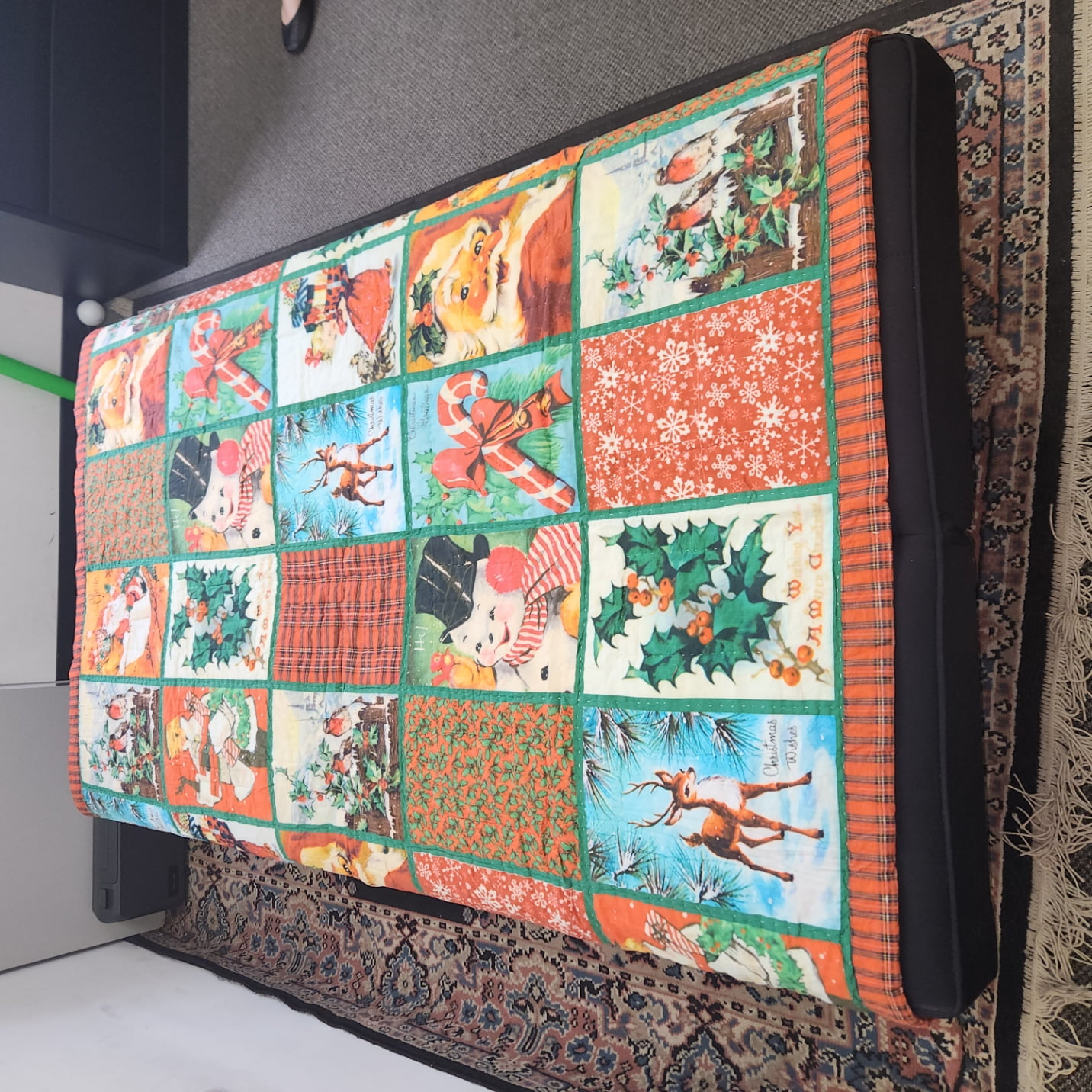 ART & ARTIFACT Patchwork Christmas Quilt - Reversible Holiday Throw Blanket