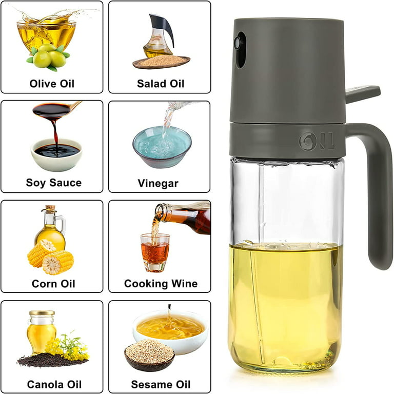 Oil Spray Bottle 250ml High Borosilicate Glass Cooking Oil Dispensers Olive  Oil Sprayer Mister for Air Fryer Salad Baking