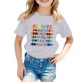 thumbnail image 1 of LUOGENLI T-Shirt pour Filles Enfants Mode Décontractée Imprimé Col Rond Ample Manches Courtes T-Shirt Haut Maxi Hauts Ensembles Filles Tenue 2 Pcs Manches Longues Gris Clair 8-9 Ans, 1 of 4