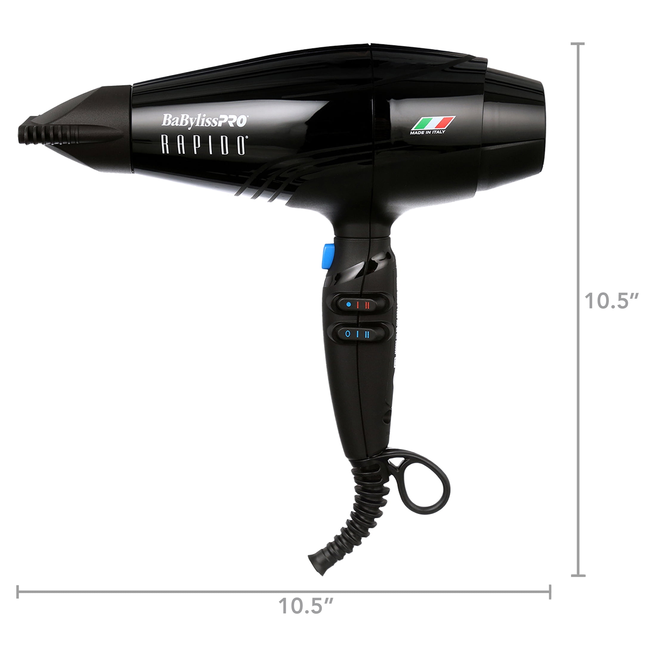 BaBylissPRO RAPIDO ヘアドライヤー Made in Italy BaBylissPRO Rapido Professional Hair Dryer, Black, Made in