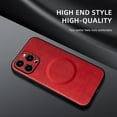 thumbnail image 5 of for iPhone 12 Pro Max Premium PU Leather + TPU Back Case, Magsafe Anti-Scratch Lightweight Ultra Slim Shockproof Protective Anti-Fall Business Phone Case for iPhone 12 Pro Max, Winered, 5 of 9