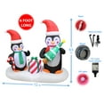 thumbnail image 4 of 6 Foot Long Christmas Inflatable Two Happy Penguins Holding Christmas Tree, Gift Box & Candy Cane LED Lights Decor Outdoor Indoor Holiday Decorations, Blow up Lighted Yard Decor, Home Lawn Inflatables, 4 of 10