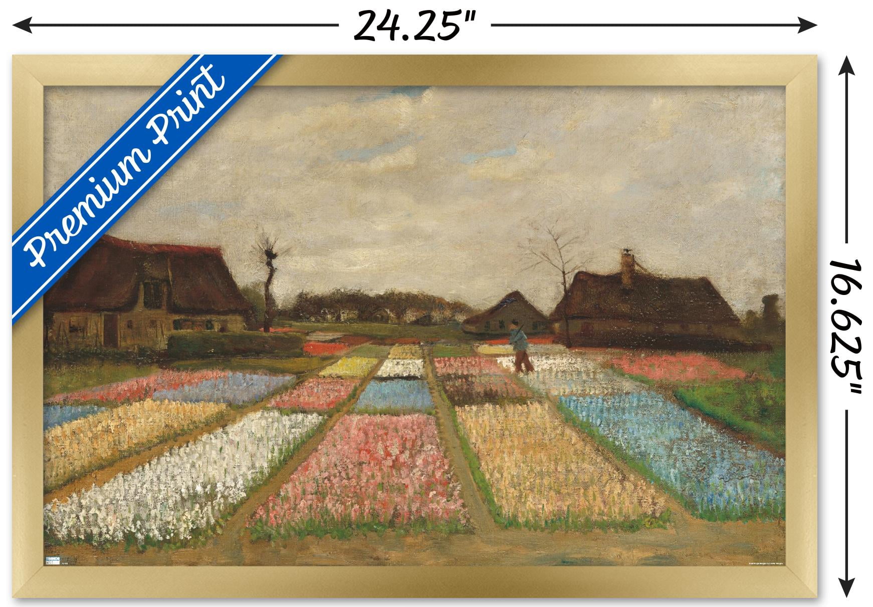 Flower Beds in Holland by Vincent van Gogh Wall Poster, 14.725" x 22.375" Framed