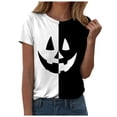 thumbnail image 5 of Landzoo Halloween Women'S Shirts Colorblock Short Sleeve Round Neck T-Shirt Party Loose Fit Women Tops Size L White, 5 of 7