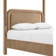 thumbnail image 2 of Bowery Hill Contemporary Beige Velvet Upholstered Full Canopy Bed, 2 of 11