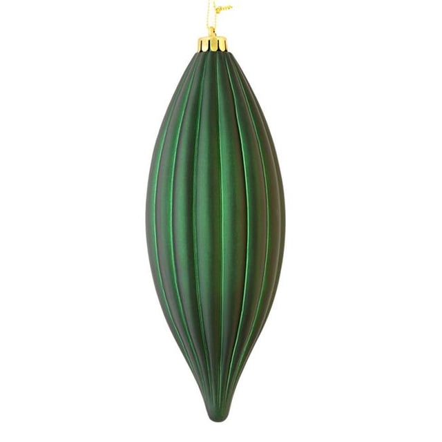 Vickerman M183274M 8 in. Midnight Green Matte Line Finial Ornament 4 per Bag