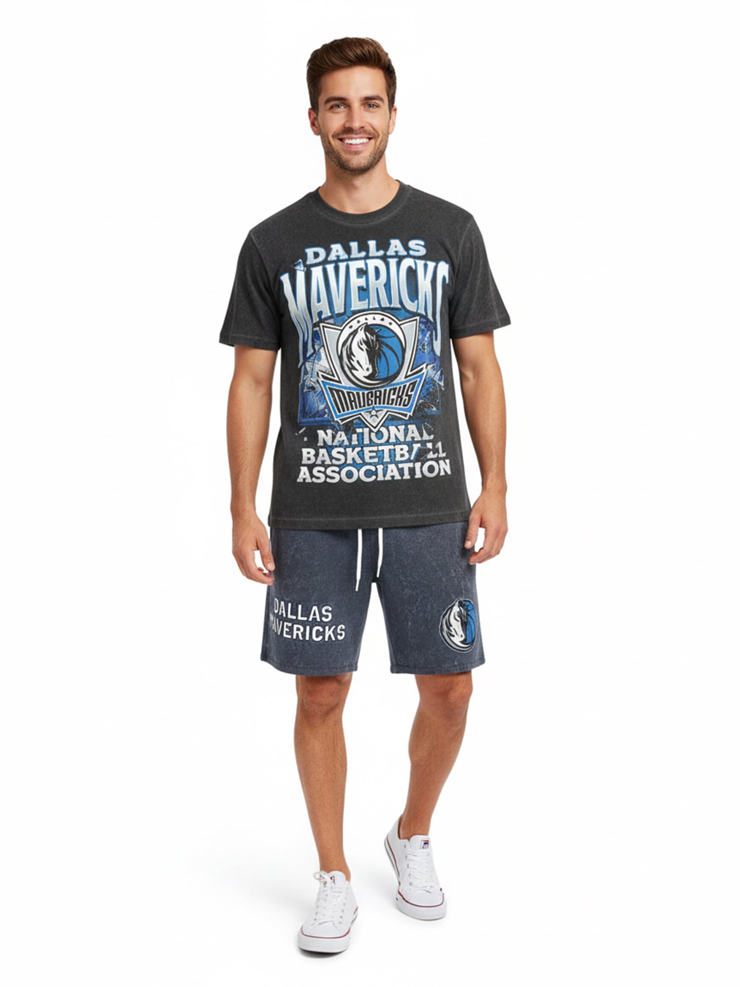 NBA Dallas Mavericks Men's & Men's Big and Tall Mineral Wash Graphic Shorts, Sizes XS–5XB