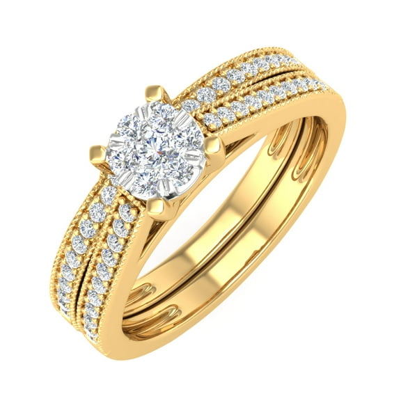 0.40 Carat Diamond Bridal Ring Set in 14K Yellow Gold (Ring Size 7.75) (I1-I2 Clarity)