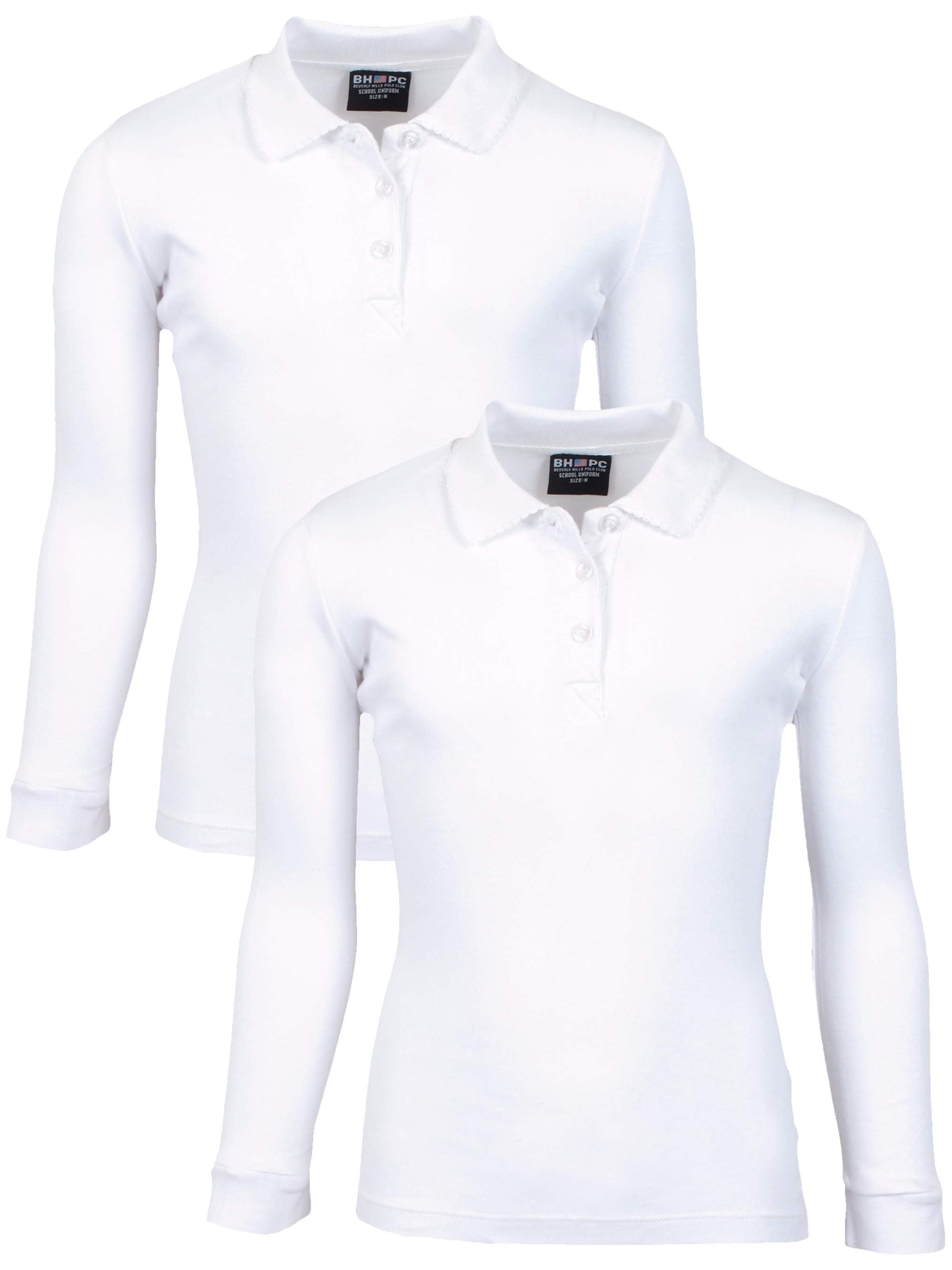 Beverly Hills Polo Club Girls Short Sleeve School Uniform Knit Polo Shirts 3 Pack