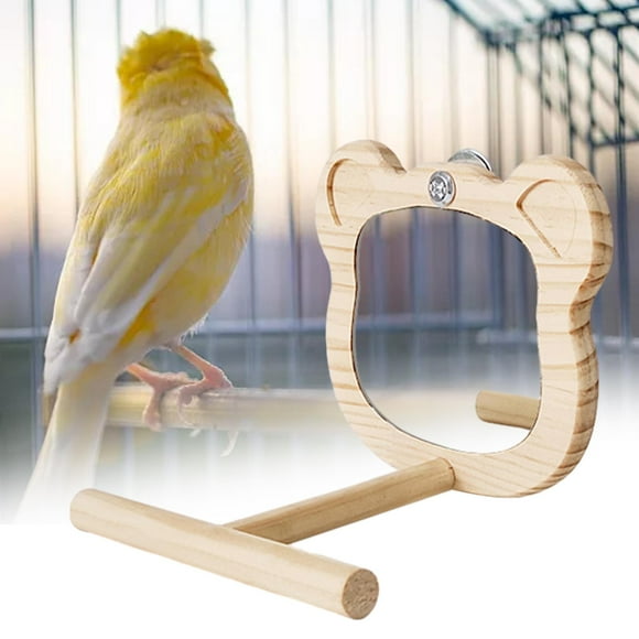 Runquan Wood Bird Mirror Climb Bird Parakeet Mirror for Parakeets Cockatiels Finches