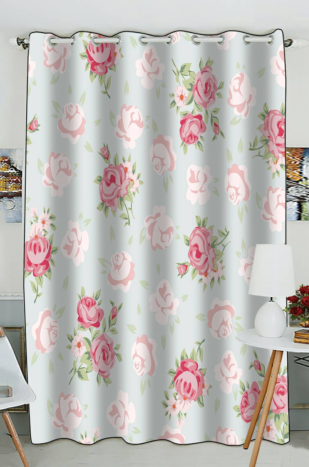 ECZJNT Floral vintage pattern Shabby chic rose Blackout Window Curtain ...