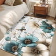 thumbnail image 4 of 2.7'x5' Area Rugs, Teal Tulip Butterfly Indoor Outdoor Area Rug for Living Room Bedroom, Beige Turquoise Floral Grey Wooden Washable Bathroom Rugs Kitchen Floor Carpet Mats Home Decor Aesthetic, 4 of 8