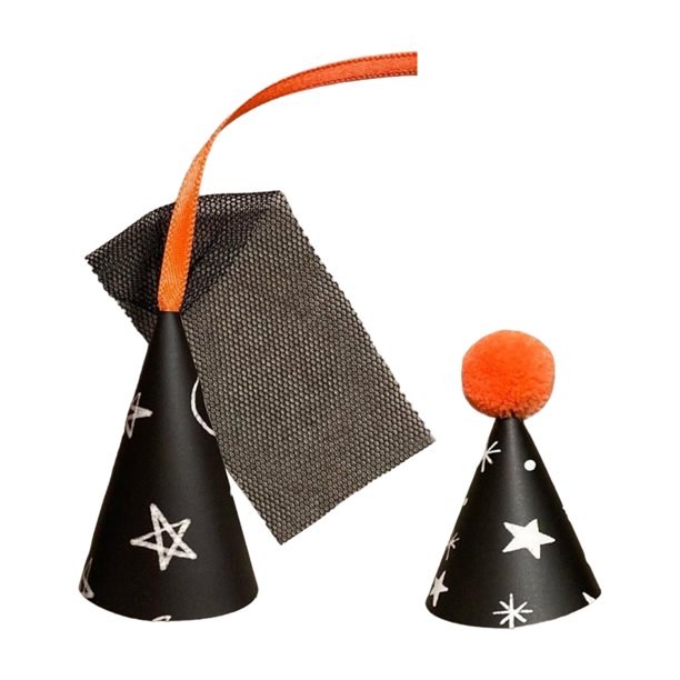 2 adornos para tartas de Halloween con forma de , decoración para tartas de cumpleaños, decoración de comida, decoración de desierto, Gorro con pompón de malla