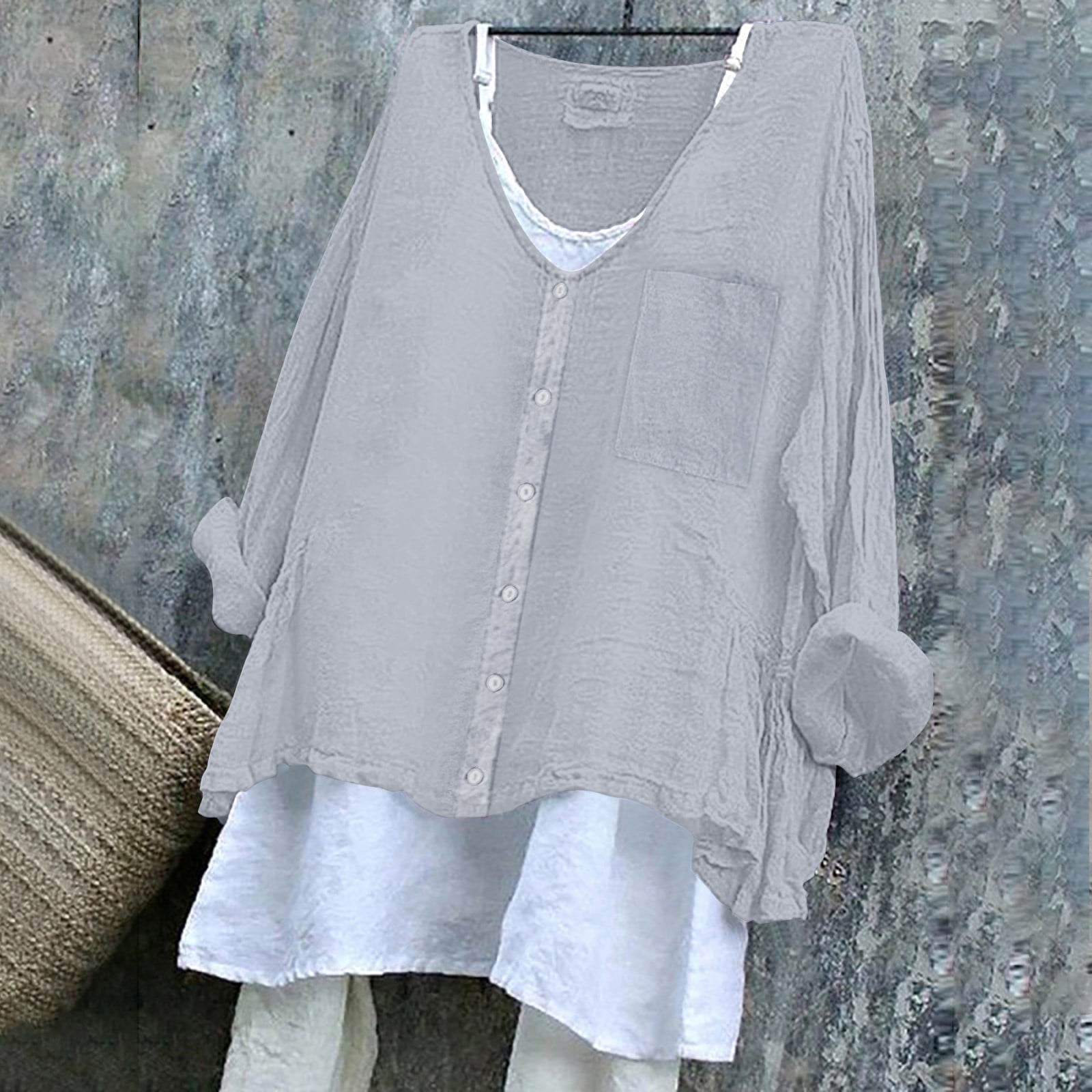 Summer Tops Gsakboxl Plus Size Women's Japanese Style V-Neck
