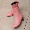 thumbnail image 5 of LOVZFMLL Boots for Women Mid Calf Chelsea Boots Side Zipper Round Toe Slip Resistant Mid Flare Heel Leather Fall Winter Fashion, 5 of 5