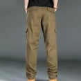 thumbnail image 3 of Pantalones largos de moda para hombre, casuales, de color sólido, con bolsillos y cremallera, cintura elástica, de poliéster., 3 of 3