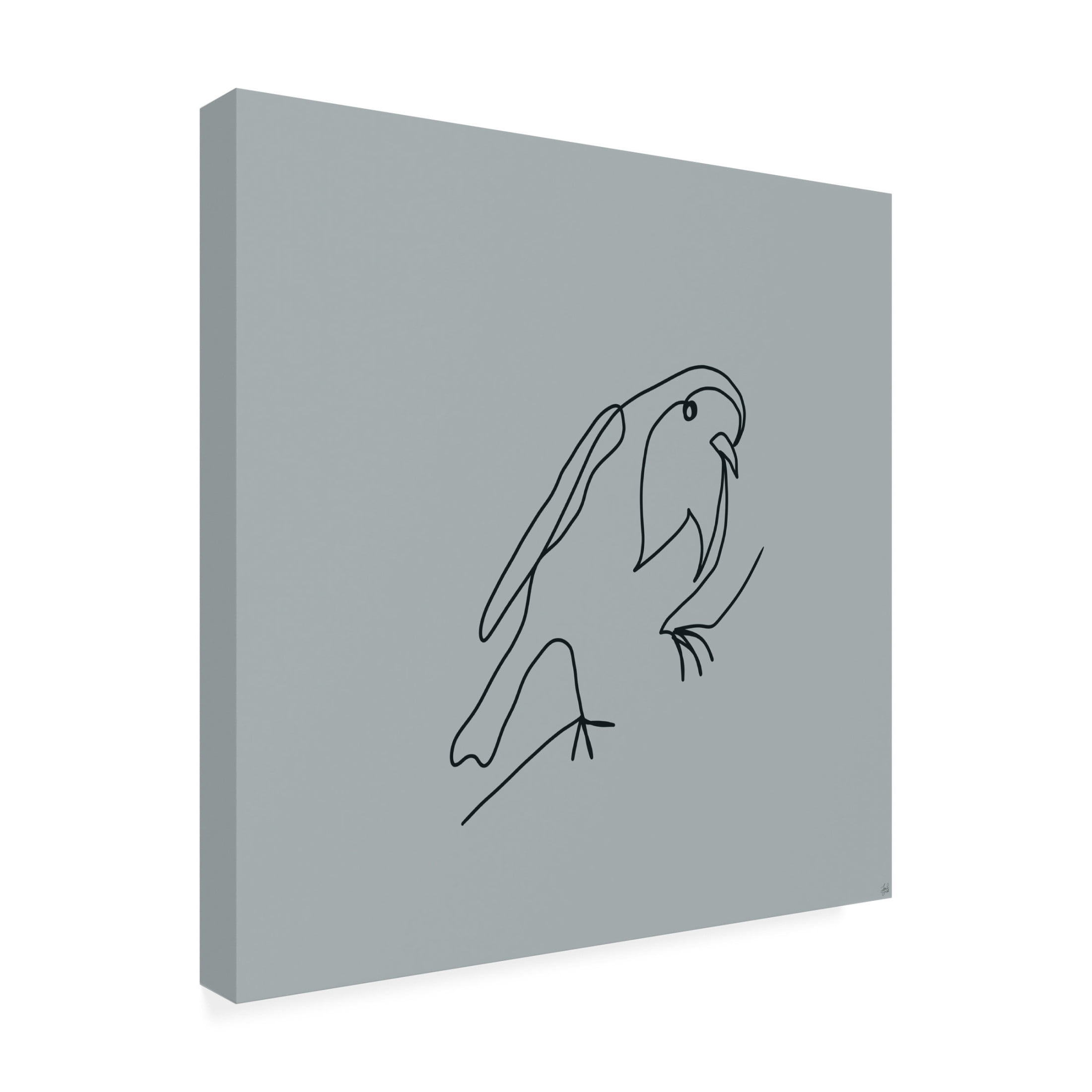 Canvas Wall Art - Line and Brush 'Line Bird 2' Wall Art for Living Room, Bedroom, or Office Décor by Trademark Fine Art - 24 x 24 Inches