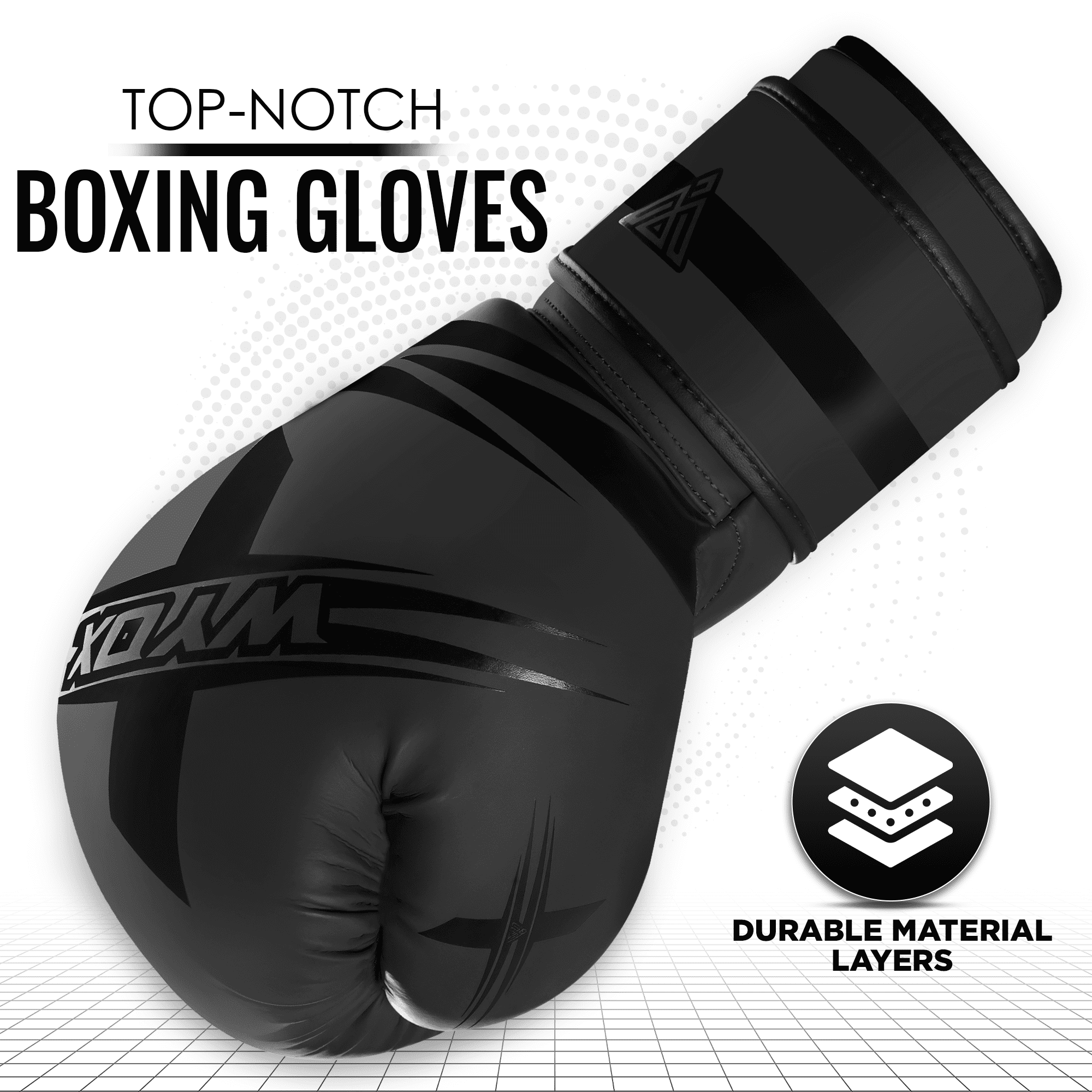 WYOX Boxing Gloves 10oz Adult Black – Men & Women | Workout, Punching, Pro Training, MMA, Kickboxing, Muay Thai, Heavy Bag