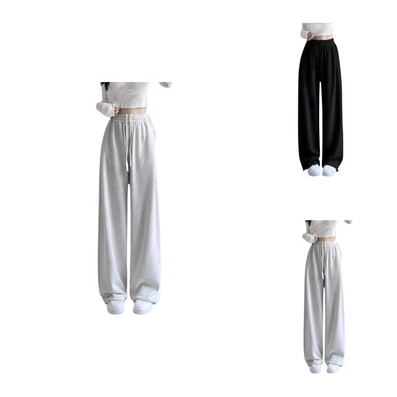 Drawstring Elastic High Waist Baggy Sweatpants, Girls Oversized Wide Leg Loose Joggers for Kids, Warm Athletic Casual Active Pants