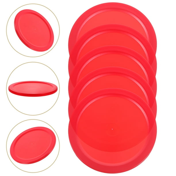 Lot De 5 Palets De Hockey Air – 7,6 Cm, Ronds, Durables, Remplacement Table De Jeu – Bleu/rouge/blanc/noir