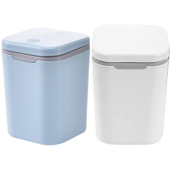 MLINS 2 Pcs Mini Garbage Can Desktop Trash Miniature Waste Basket with Lids Office