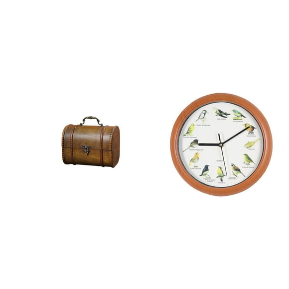 Joyero Vintage De Madera Con Reloj De Pared De Pájaro Cantor. Cofre Decorativo Para Guardar Anillos Y Otros Artículos De Decoración Para El Hogar Y La Cocina.