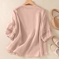 thumbnail image 4 of Lumtrix Linen Sets for Women 2 Piece Casual Summer 3/4 Sleeve Shirts Wide Leg Pants with Pockets Work Suits Lounge Outfits Pink M, 4 of 4
