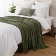 thumbnail image 4 of Battilo Olive Green Throw Blanket for Sofa Bed, Soft Cozy Chenille Blankets with Fringe Tassels,50"x60", 4 of 8