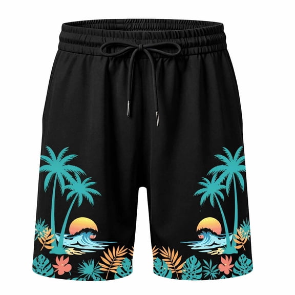 Boys' Pants Elastic Drawstring Solid Print Beach Shorts Breathable Vacation 2-3 Years