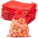 thumbnail image 1 of 100 bolsas de regalo de organza roja de 5x7, pequeñas bolsas de malla con cordón, tamaño mediano, para joyería, dulces, transparentes, a granel., 1 of 6