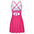 thumbnail image 4 of Deals UTSJKR Women One Piece Swimdress Hollowed Swimsuit Color Block Tummy Control Swim Dress Sexy Criss Cross Tie Back Bathing Suit Hot Pink XXL, 4 of 5
