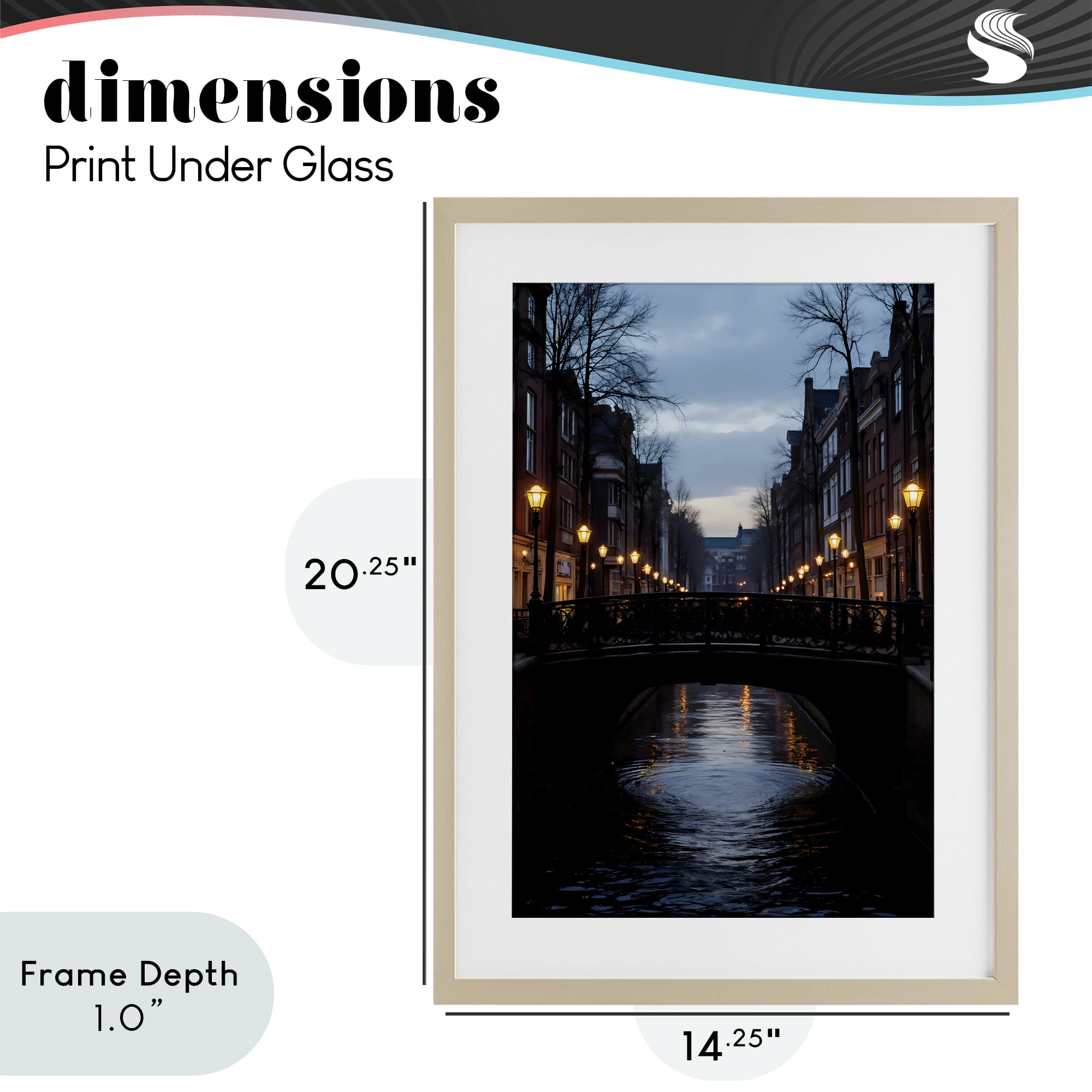 Stupell Industries Lantern Light over Quiet Canal Birch Framed Print Under Glass, design by Creative Studio