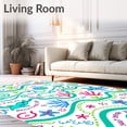 thumbnail image 2 of ODIKA 8'x10' Machine Washable Non-Slip Area Rug, Interactive Ocean Alphabet Knowledge With Underwater Friends High Traffic Rug, Teal, 681066, 2 of 7