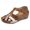 Brown, variant on OAVQHLG3B Summer Ankle Straps Retro Round Toe Color Matching Women's Casual Flat Sandals