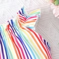 thumbnail image 5 of Toddler Baby Girls Summer Ruffle Sleeve Dress Rainbow Striped Dresses 4T (Stripe-268), 5 of 6
