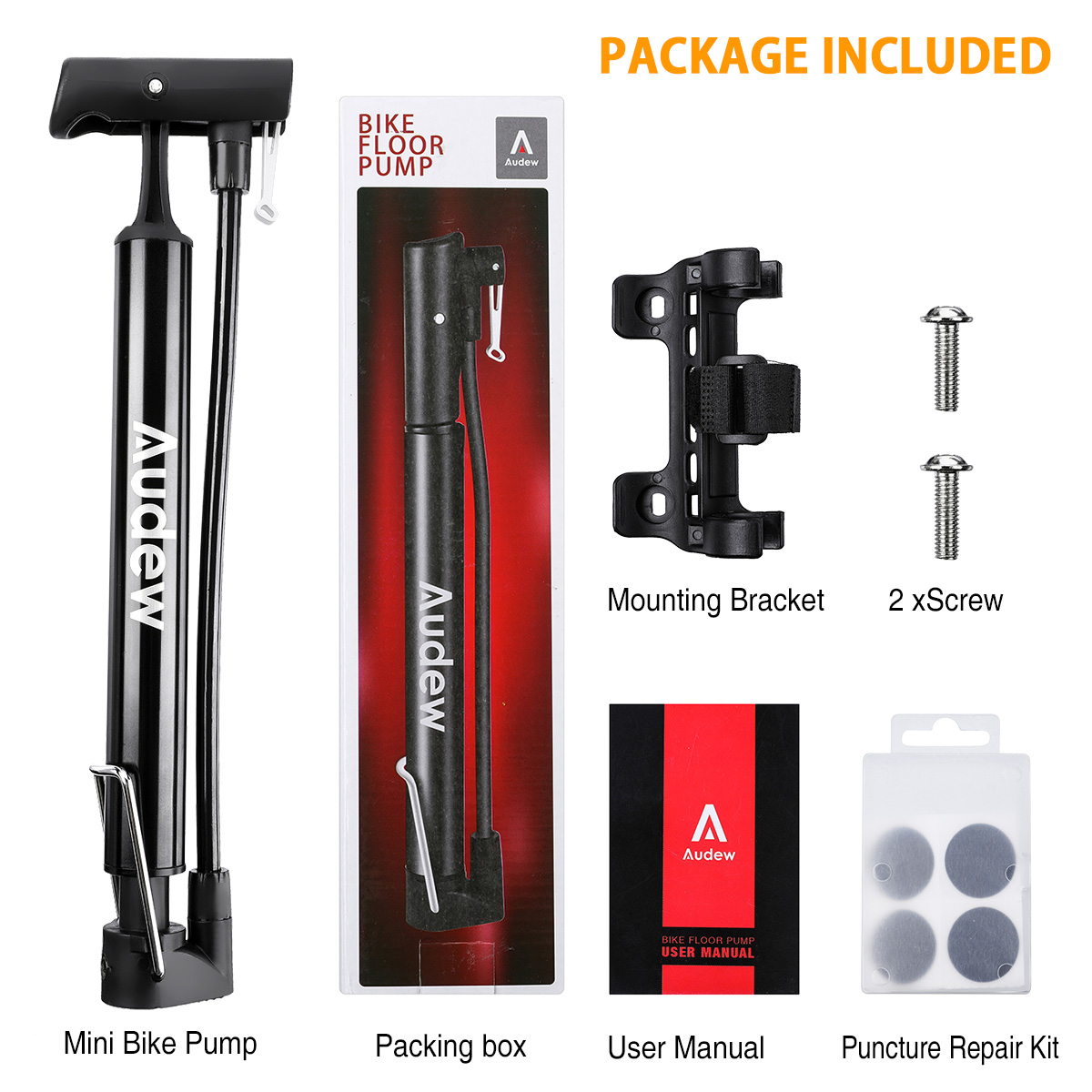 Buy Audew Bike Pump, 160 PSI High Pressure Floor Bicycle Tire Pump for