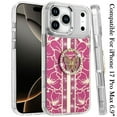 thumbnail image 2 of For iPhone 17 Pro Max Splendid Floral Designs with Metal Camera and Buttons with Butterfly Ring Stand Hybrid Case - Hot Pink, 2 of 3