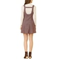thumbnail image 3 of INSPIRE CHIC Women's Checks Button Front A-Line Pinafore Overall Woven Tweed Skirt Burgundy XL, 3 of 6