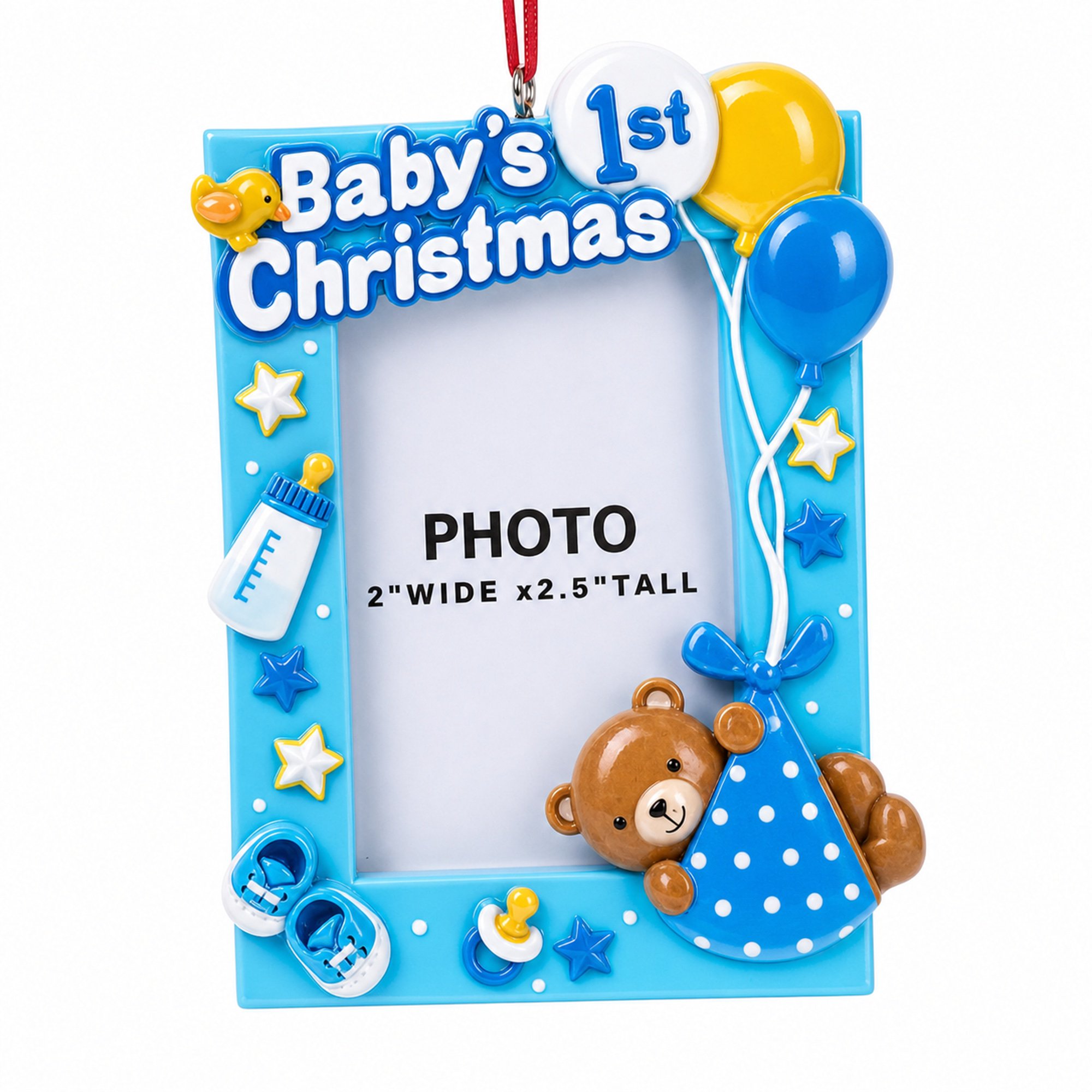Baby Boy First Christmas Photo Frame Resin Christmas Ornament