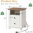 thumbnail image 3 of VanAcc Nightstand Set of 1 with Charging Station, Farmhouse Side Table with 2 Tiers Storage Drawer and Wood Cubby for Bedroom, Office, White/Barnwood, 3 of 7