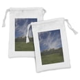 thumbnail image 1 of Idaho Fabric Pouch Set of 2, Sawtooth Mountains Cape Horn Road Landscape near Stanley, Small Drawstring Bag for Toiletries Masks and Favors, 9" x 6", Blue Olive Green, by Ambesonne, 1 of 2