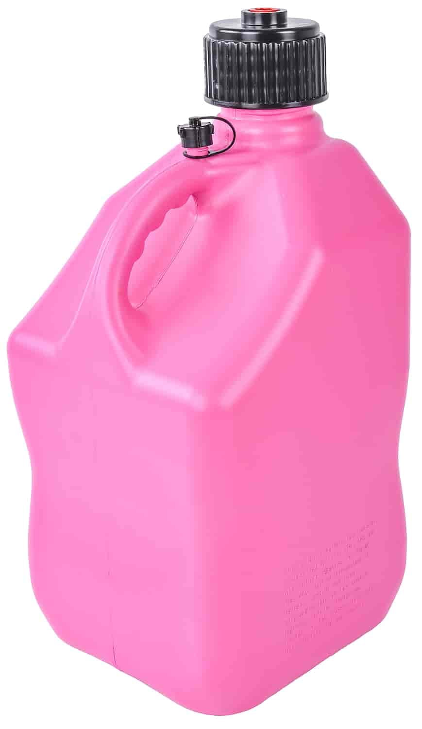 JEGS 803307 Square 5-Gallon Jug Pink Plastic 10-1/4 Square x 21 Tall