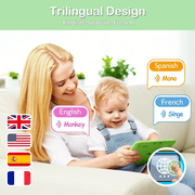 Richgv Kids Learning Tablet Trilingual Learning Pad, Educational Montessori Toy Interactive Musical Toys for 1 Year Boys Girls