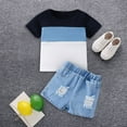 thumbnail image 4 of Utlike Boys 2-Piece Outfits Baby Color Matching T Shirt Ripped Denim Suit Boys Holiday Sets Size 9 Months-12 Months, 4 of 7