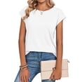 thumbnail image 2 of Women's Casual Oversized Cap-Sleeve T-Shirt Top White S, 2 of 5