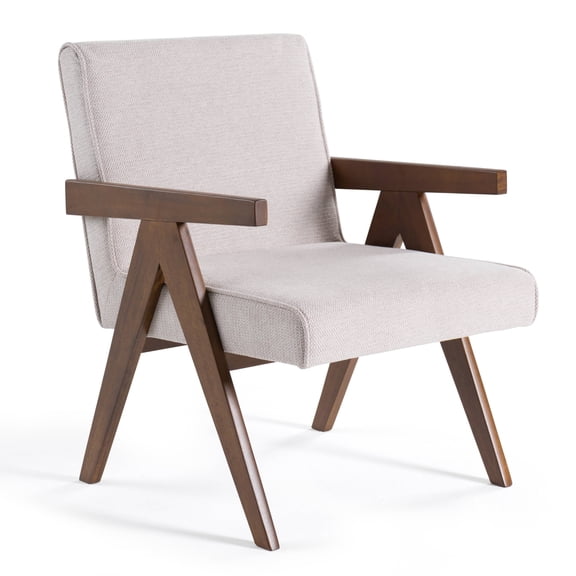 Joseline - Modern Beige Fabric & Walnut Accent Chair (Set of 2)